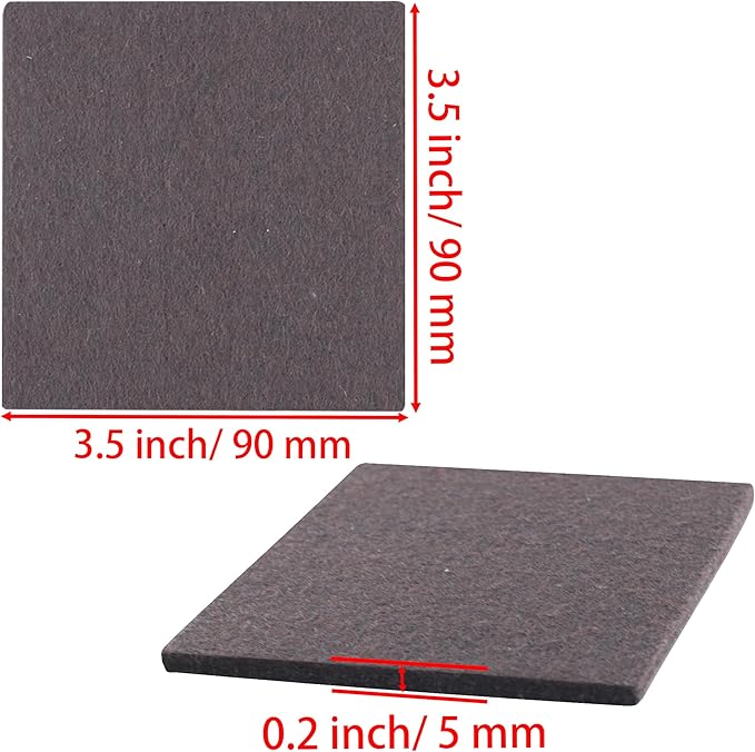 3.5inch Square Felt Furniture Pads, 16Pcs Self Adhesive Cuttable Felt Furniture Leg Pads Floor Protectors Furniture Sliders for Hardwoods Floors, Brown | Furniture Pads - TrueDesk