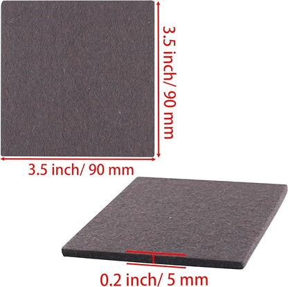 3.5inch Square Felt Furniture Pads, 16Pcs Self Adhesive Cuttable Felt Furniture Leg Pads Floor Protectors Furniture Sliders for Hardwoods Floors, Brown | Furniture Pads - TrueDesk