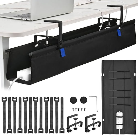 36" Under Desk Cable Management Tray - Clamp/Screw Mount Desk Cable Organizer Cable Tray Hiders for Office&Home | Racks Cabinets - TrueDesk