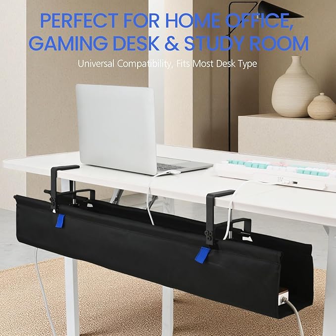 36" Under Desk Cable Management Tray - Clamp/Screw Mount Desk Cable Organizer Cable Tray Hiders for Office&Home | Racks Cabinets - TrueDesk