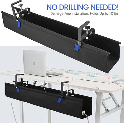 36" Under Desk Cable Management Tray - Clamp/Screw Mount Desk Cable Organizer Cable Tray Hiders for Office&Home | Racks Cabinets - TrueDesk