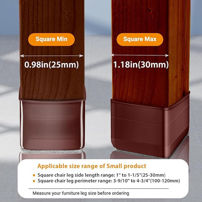 36Pcs Brown Square Chair Leg Floor Protectors, High Elastic Felt Furniture Pads for Hardwood Floors, Silicone Floor Protectors for Chairs, Chair Leg Caps Covers Socks (Small) | Furniture Cups - TrueDesk