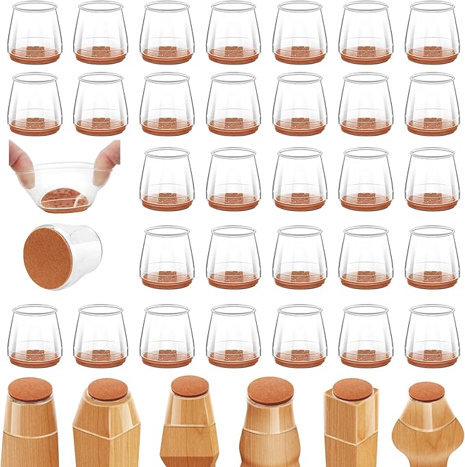 36Pcs Silicone Chair Leg Floor Protectors,Floor Protectors for Chairs,Rubber Chair Leg Protectors for Hardwood Floors,Chair Leg Caps Chair Leg Covers for Wooden Floors(Clear, XSmall) | Furniture Cups - TrueDesk