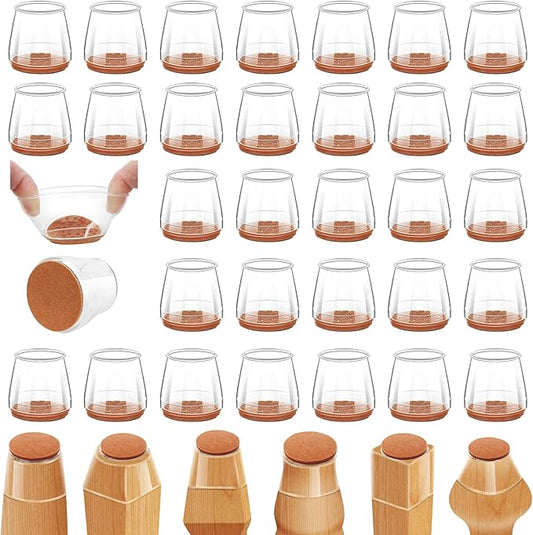 36Pcs Silicone Chair Leg Floor Protectors,Floor Protectors for Chairs,Rubber Chair Leg Protectors for Hardwood Floors,Chair Leg Caps Chair Leg Covers for Wooden Floors(Clear, XSmall) | Furniture Cups - TrueDesk