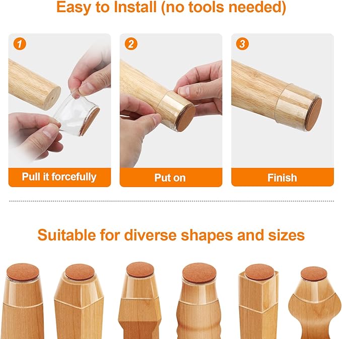 36Pcs Silicone Chair Leg Floor Protectors,Floor Protectors for Chairs,Rubber Chair Leg Protectors for Hardwood Floors,Chair Leg Caps Chair Leg Covers for Wooden Floors(Clear, Large) | Furniture Cups - TrueDesk