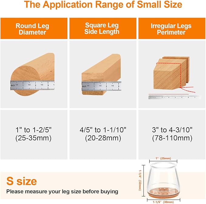 36Pcs Silicone Chair Leg Floor Protectors,Floor Protectors for Chairs,Rubber Chair Leg Protectors for Hardwood Floors,Chair Leg Caps Chair Leg Covers for Wooden Floors(Clear, Small) | Furniture Cups - TrueDesk