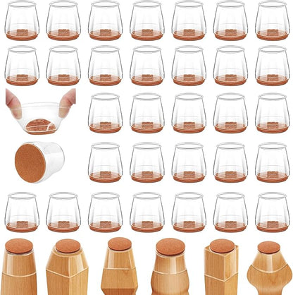 36Pcs Silicone Chair Leg Floor Protectors,Floor Protectors for Chairs,Rubber Chair Leg Protectors for Hardwood Floors,Chair Leg Caps Chair Leg Covers for Wooden Floors(Clear, Small) | Furniture Cups - TrueDesk