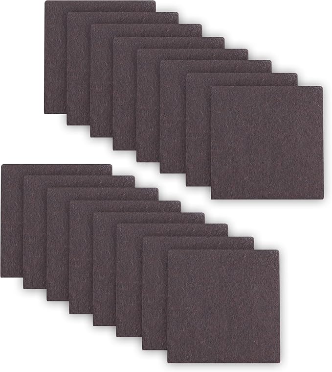 3inch Square Felt Furniture Pads, 16Pcs Self Adhesive Cuttable Felt Furniture Leg Pads Floor Protectors Furniture Sliders for Hardwoods Floors, Brown | Furniture Pads - TrueDesk