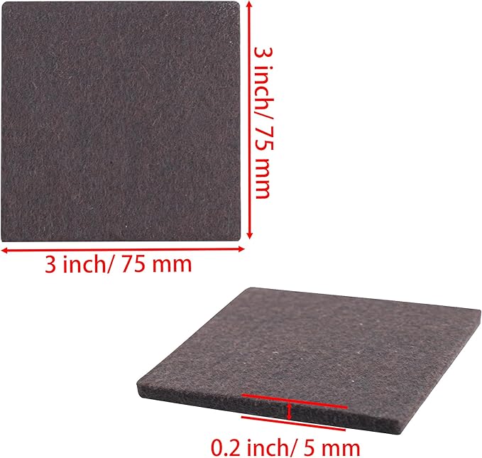 3inch Square Felt Furniture Pads, 16Pcs Self Adhesive Cuttable Felt Furniture Leg Pads Floor Protectors Furniture Sliders for Hardwoods Floors, Brown | Furniture Pads - TrueDesk