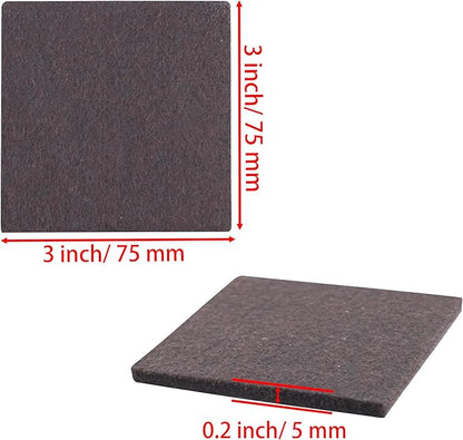 3inch Square Felt Furniture Pads, 16Pcs Self Adhesive Cuttable Felt Furniture Leg Pads Floor Protectors Furniture Sliders for Hardwoods Floors, Brown | Furniture Pads - TrueDesk