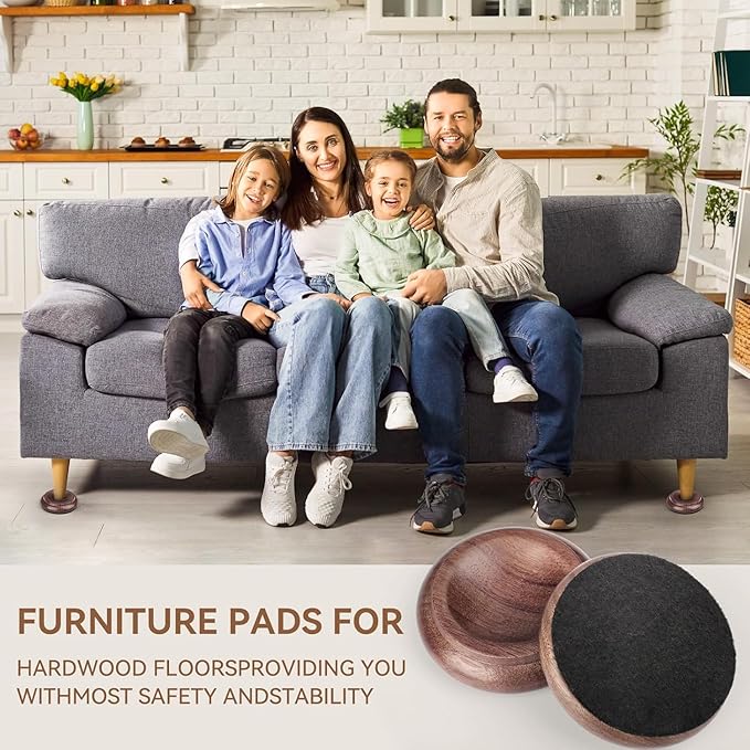 4 Pcs Solid Wood Upright Piano Caster Cups,Furniture Caster Cups,HilerPunk Sofas Beds Chairs Wheel Caster Cups Pads,with NoHPn - Slip & Anti - Noise Felt Pads,for Hardwood Floor Protectors (HL - 10) | Furniture Cups - TrueDesk