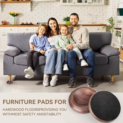 4 Pcs Solid Wood Upright Piano Caster Cups,Furniture Caster Cups,HilerPunk Sofas Beds Chairs Wheel Caster Cups Pads,with NoHPn - Slip & Anti - Noise Felt Pads,for Hardwood Floor Protectors (HL - 10) | Furniture Cups - TrueDesk