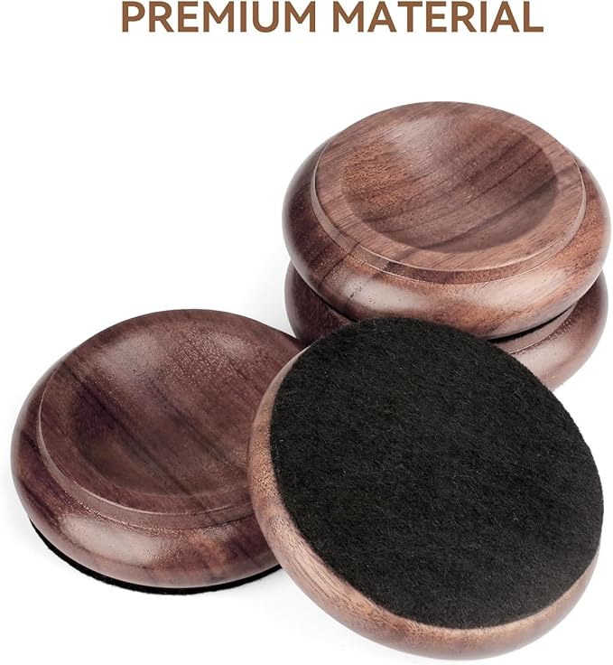 4 Pcs Solid Wood Upright Piano Caster Cups,Furniture Caster Cups,HilerPunk Sofas Beds Chairs Wheel Caster Cups Pads,with NoHPn - Slip & Anti - Noise Felt Pads,for Hardwood Floor Protectors (HL - 10) | Furniture Cups - TrueDesk