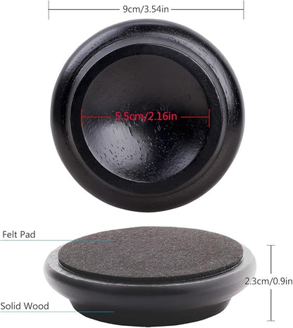 4 Pcs Solid Wood Upright Piano Caster Cups,Furniture Caster Cups,HilerPunk Sofas Beds Chairs Wheel Caster Cups Pads,with Non - Slip & Anti - Noise Felt Pads,for Hardwood Floor Protectors - Black | Furniture Cups - TrueDesk