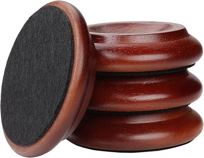 4 Pcs Solid Wood Upright Piano Caster Cups,Furniture Caster Cups,HilerPunk Sofas Beds Chairs Wheel Caster Cups Pads,with Non - Slip & Anti - Noise Felt Pads,for Hardwood Floor Protectors - Dark Brown | Furniture Cups - TrueDesk