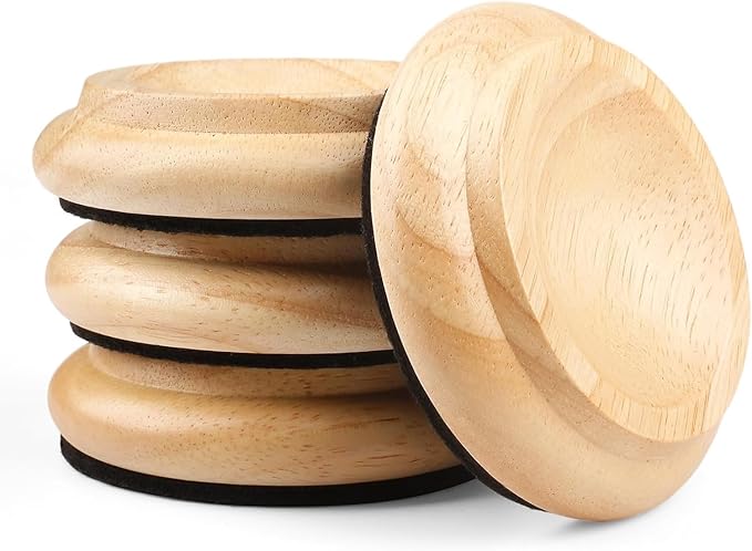 4 Pcs Solid Wood Upright Piano Caster Cups,Furniture Caster Cups,HilerPunk Sofas Beds Chairs Wheel Caster Cups Pads,with Non - Slip & Anti - Noise Felt Pads,for Hardwood Floor Protectors - Natural Wood | Furniture Cups - TrueDesk