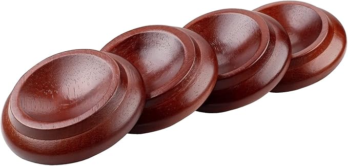 4 Pcs Solid Wood Upright Piano Caster Cups,Furniture Caster Cups,HilerPunk Sofas Beds Chairs Wheel Caster Cups Pads,with Non - Slip & Anti - Noise Felt Pads,for Hardwood Floor Protectors - Dark Brown | Furniture Cups - TrueDesk