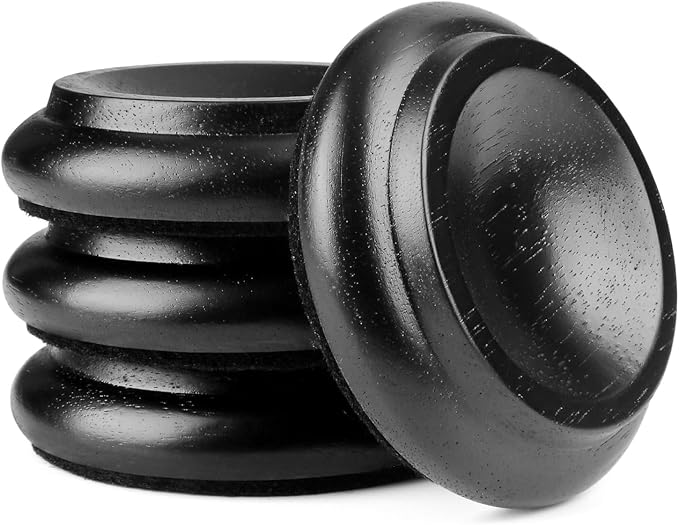 4 Pcs Solid Wood Upright Piano Caster Cups,Furniture Caster Cups,HilerPunk Sofas Beds Chairs Wheel Caster Cups Pads,with Non - Slip & Anti - Noise Felt Pads,for Hardwood Floor Protectors - Black | Furniture Cups - TrueDesk