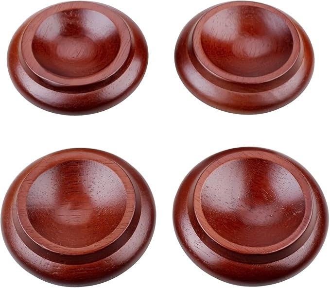 4 Pcs Solid Wood Upright Piano Caster Cups,Furniture Caster Cups,HilerPunk Sofas Beds Chairs Wheel Caster Cups Pads,with Non - Slip & Anti - Noise Felt Pads,for Hardwood Floor Protectors - Dark Brown | Furniture Cups - TrueDesk