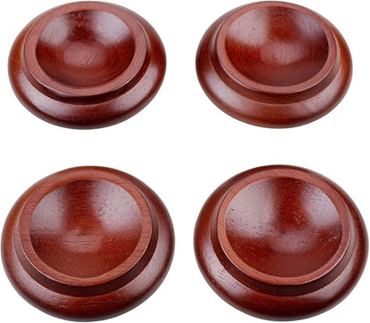 4 Pcs Solid Wood Upright Piano Caster Cups,Furniture Caster Cups,HilerPunk Sofas Beds Chairs Wheel Caster Cups Pads,with Non - Slip & Anti - Noise Felt Pads,for Hardwood Floor Protectors - Dark Brown | Furniture Cups - TrueDesk