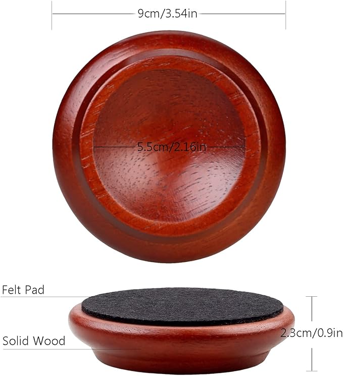 4 Pcs Solid Wood Upright Piano Caster Cups,Furniture Caster Cups,HilerPunk Sofas Beds Chairs Wheel Caster Cups Pads,with Non - Slip & Anti - Noise Felt Pads,for Hardwood Floor Protectors - Dark Brown | Furniture Cups - TrueDesk