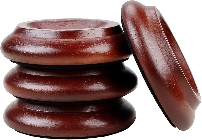 4 Pcs Solid Wood Upright Piano Caster Cups,Furniture Caster Cups,HilerPunk Sofas Beds Chairs Wheel Caster Cups Pads,with Non - Slip & Anti - Noise Felt Pads,for Hardwood Floor Protectors - Dark Brown | Furniture Cups - TrueDesk