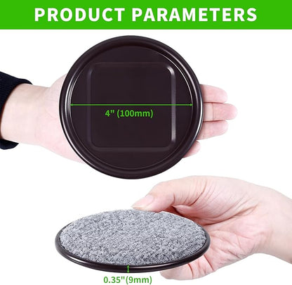 4" Round Carpet Bottom Furniture Caster Cups, Reusable Furniture Sliders for Hardwood Floors, Felt Furniture Pads Coasters to Protect Tile or Laminate Floors from Scratches, Brown/Gray (12 Pack) | Furniture Cups - TrueDesk