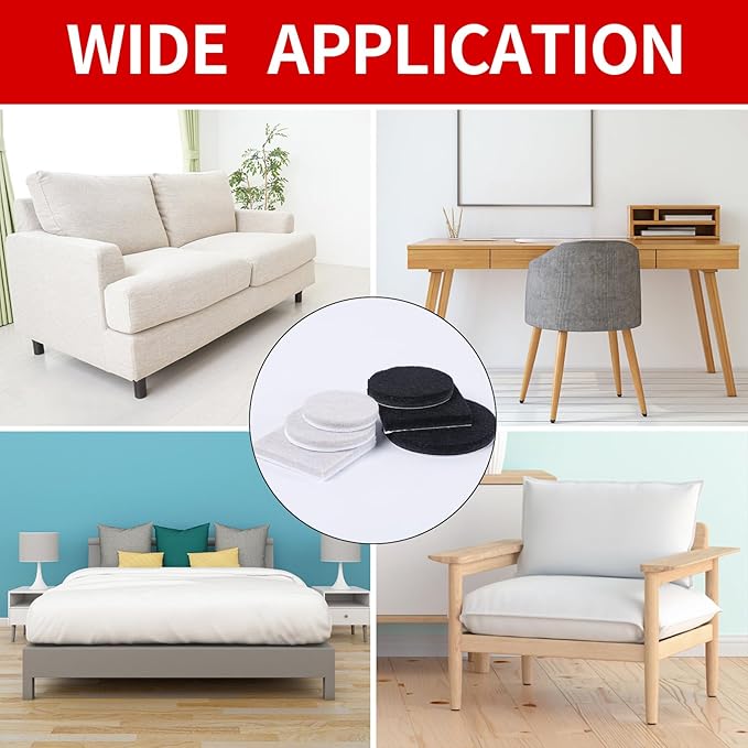 407 PCS Felt Furniture Pads for Hardwoods Floors, Self Adhesive Felt Pads for Chairs, Cuttable Anti - Scratch Furniture Feet Floor Protectors for Chair Sofa Bed Table Cabinet (Beige) | Furniture Pads - TrueDesk
