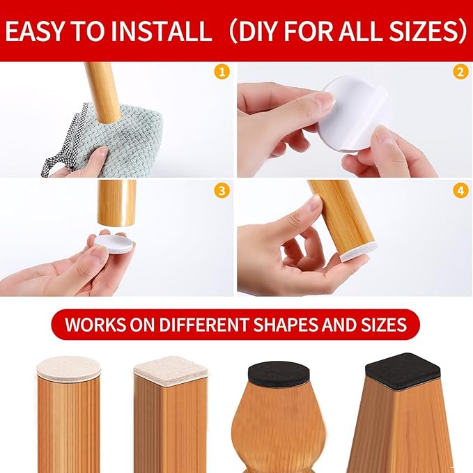 407 PCS Felt Furniture Pads for Hardwoods Floors, Self Adhesive Felt Pads for Chairs, Cuttable Anti - Scratch Furniture Feet Floor Protectors for Chair Sofa Bed Table Cabinet (Beige) | Furniture Pads - TrueDesk