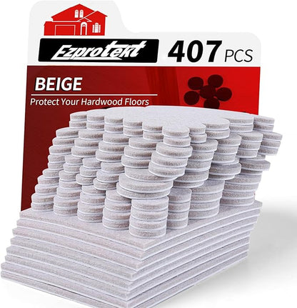 407 PCS Felt Furniture Pads for Hardwoods Floors, Self Adhesive Felt Pads for Chairs, Cuttable Anti - Scratch Furniture Feet Floor Protectors for Chair Sofa Bed Table Cabinet (Beige) | Furniture Pads - TrueDesk