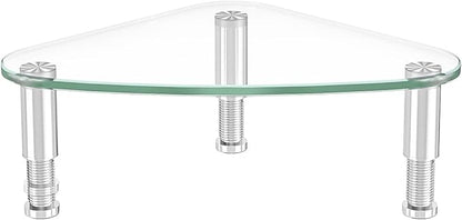 Hemudu Clear Glass Computer Monitor Riser/Triangle Desktop Universal Corner Stand for Computer Monitor & Laptop HD01T-003