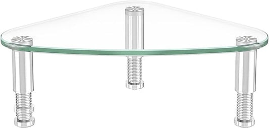 Hemudu Clear Glass Computer Monitor Riser/Triangle Desktop Universal Corner Stand for Computer Monitor & Laptop HD01T-003