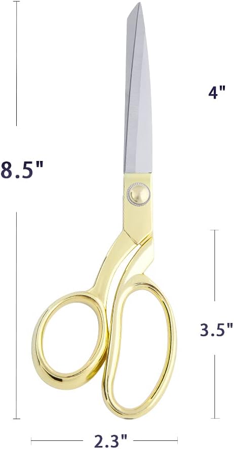 Professional Heavy Duty Tailor Scissors Gold Stainless Steel Ribbon Cutting Sewing Dressmaking (Gold8.5)