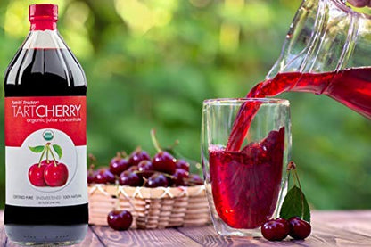 TAHITI TRADER Tart Cherry Juice Concentrate - Ready to Drink Organic Superfood Promoting Immune Support & Overall Health - Pure, Unsweetened Fruit Juice - (16 oz, 4 Pack)