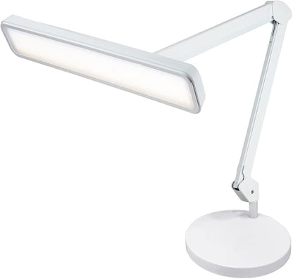 Neatfi Task Lamp – 2,500 Lumens, 30W, 22-Inch Wide Shade, 4 Brightness Levels, Eye-Caring Light, LED Task Light for Manicure Table, Crafts, Workbench, Office (Non-CCT with Base, White)