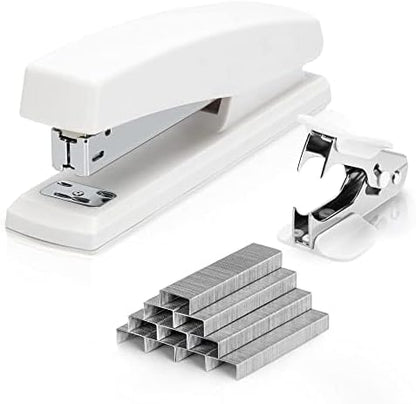 Deli Stapler, Desktop Stapler, Office Staplers, 25 Sheet Capacity, Includes 1000 Staples and Staple Remover, White