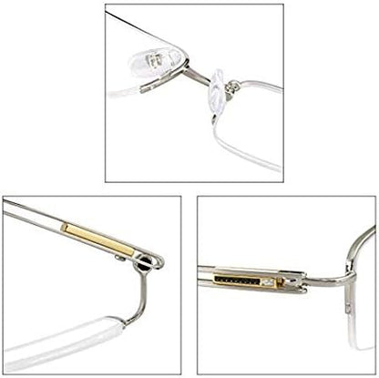 LifeArt Alloy Semi-Rimless Reading Glasses,Blue Light Blocking Glasses, Anti Eyestrain, Computer Gaming Glasses, TV Glasses for Men, Anti Glare (Silver, 0.25 Magnification)