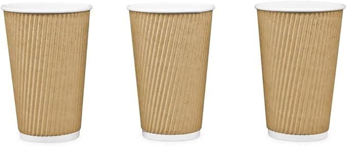 Ripple Paper Cups 16 oz 500 Pack for Coffee & Tea Made in USA | Bulk 500 Count for Home, Office, Restaurants & Coffee Shops | Recyclable, Insulated, & Disposable 16 Ounce To-Go Cups for Hot Beverages