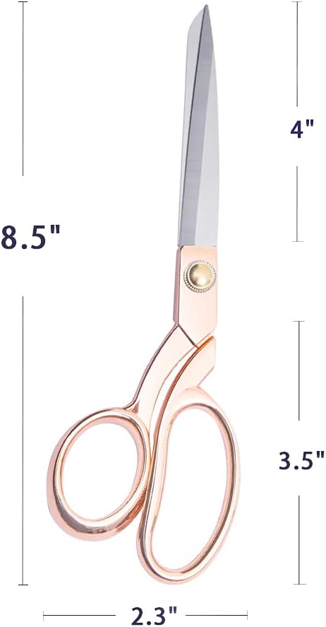 Professional Heavy Duty Tailor Scissors Gold Stainless Steel Ribbon Cutting Sewing Dressmaking (Rose Gold8.5)
