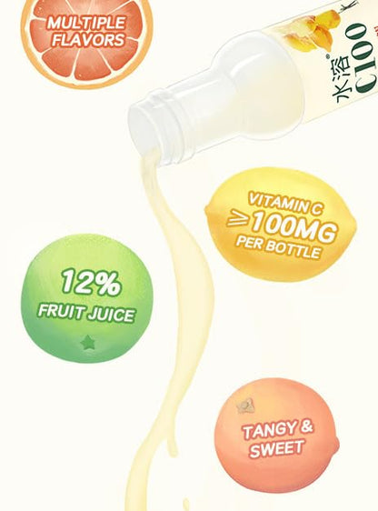 C100 Calamansi Flavored Composite Juice Drink，100mg Vitamin C Per Bottle, 12% Real Fruit Juice, -15 fl oz, 445mL, 15 Pack
