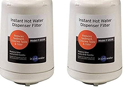 InSinkErator View Instant Hot & Cold Water Dispenser System - Faucet & Tank, Chrome, HC-View-C & F-201R Replacment Water Filter Cartridges, 2 Count (Pack of 1), White, 2 Pack