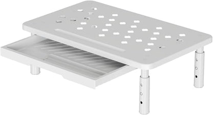 Monitor Stand Riser Desktop Monitor Stand Desktop Organizer Practical Modern 3 Height Adjustable with Storage Drawer for Dorm, White
