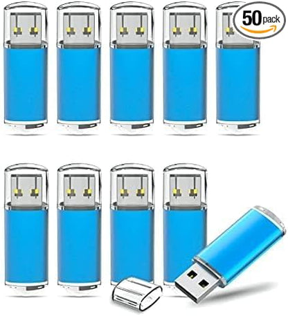 TOPESEL USB Flash Drive 50 Pack 2GB USB 2.0 Flash Drive High Speed 4G Memory Stick for PC Laptops, Tablets, TVs, Car Audio (Blue)