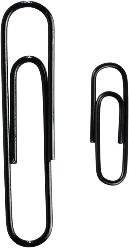 JAM PAPER Combo Pack Colorful Paper Clips - Standard & Jumbo - Black Paperclips - 1 Pack of 100 & 1 Pack of 75