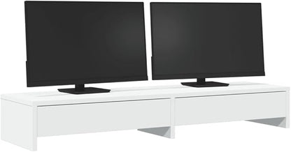 YAFF Monitor Stand with Drawers White 39.4x10.6x5.9 Engineered Wood,Electronics,Electronics Accessories,Computer Accessories,Computer Risers & Stands,854670