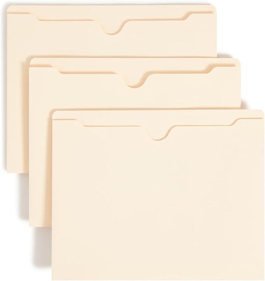 Smead File Jackets Letter Size for File Folders, Reinforced Straight-Cut Tab, 2" Expansion, Letter Size, Manila, 50 Per Box (75560)