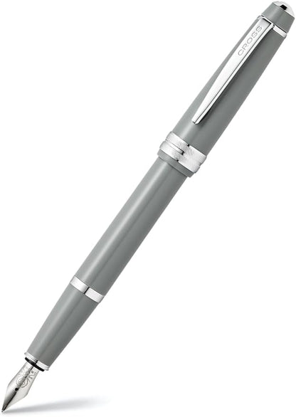 Cross Bailey Light Refillable Fountain Presented in a Everyday Gift Box - Medium Point, Black Ink, Polished Gray