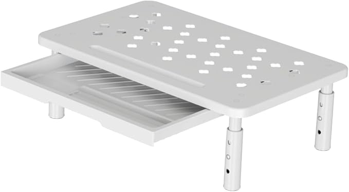 Monitor Stand Riser Desktop Monitor Stand Desktop Organizer Practical Modern 3 Height Adjustable with Storage Drawer for Dorm, White
