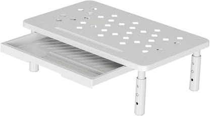 Monitor Stand Riser Desktop Monitor Stand Desktop Organizer Practical Modern 3 Height Adjustable with Storage Drawer for Dorm, White