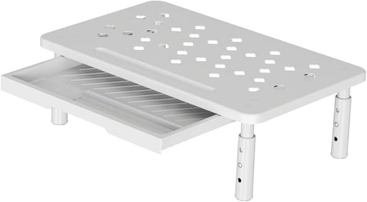 Monitor Stand Riser Desktop Monitor Stand Desktop Organizer Practical Modern 3 Height Adjustable with Storage Drawer for Dorm, White